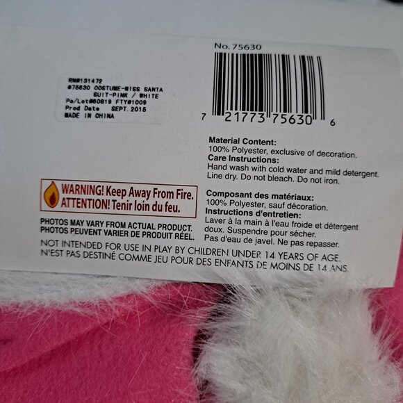 Costume MISS PINK SANTA Suit Adult 14/16 Christmas Party Forum Novelty Poly NEW - Picture 7 of 11